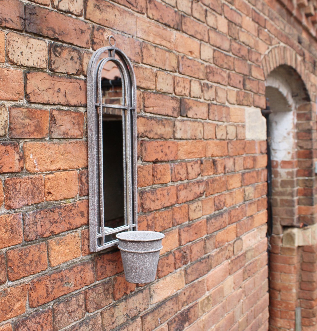 Metal Wall Mirror with Planter