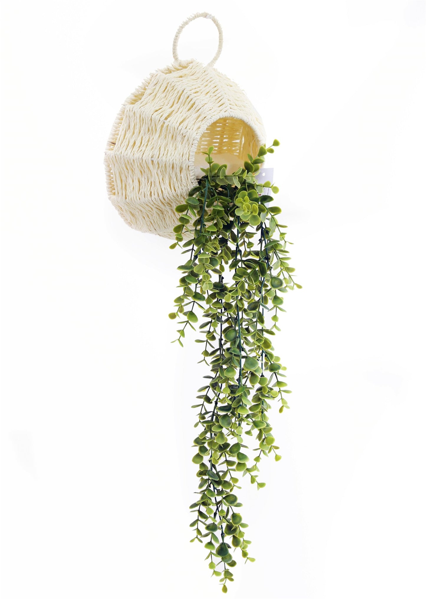 Macrame Waxed Wall Hanging Faux Eucalyptus Decoration