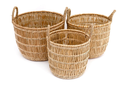 Set of Three Dried Seagrass Baskets