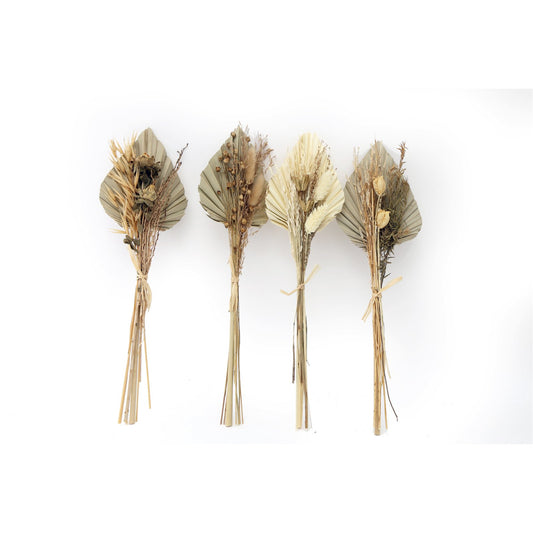 Set of Four Bouquets of Dried Grasses with Palm Spear